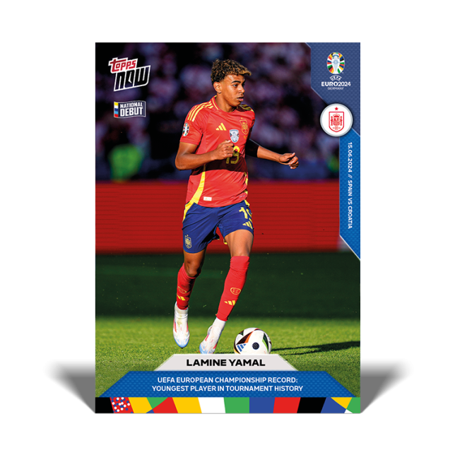 Topps Now Lamine Yamal Topps Now cartas de la Eurocopa el jugador más joven en la historia de la euro