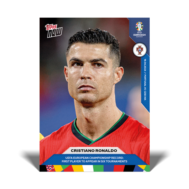 Cristiano Ronaldo Topps Now cartas de la Eurocopa tiene seis torneos