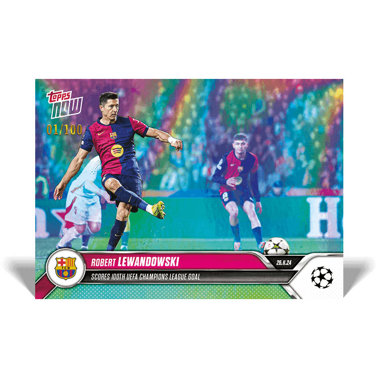 049 Robert Lewandowski marca su gol número 100 en la UEFA Champions League Rainbow Robert Lewandowski Carta de la Champions League marcan su gol número 100