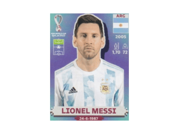 Figurita Base de Lionel Messi Figuritas de Lionel Messi del Álbum del Mundial de Qatar 2022