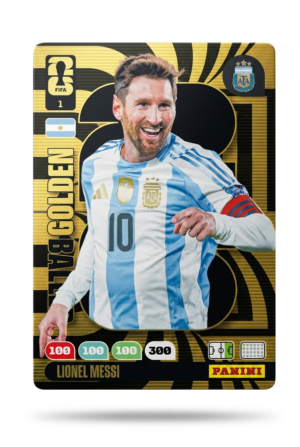 Carta Adrenalyn XL Mundial 2026 Golden Baller de Lionel Messi