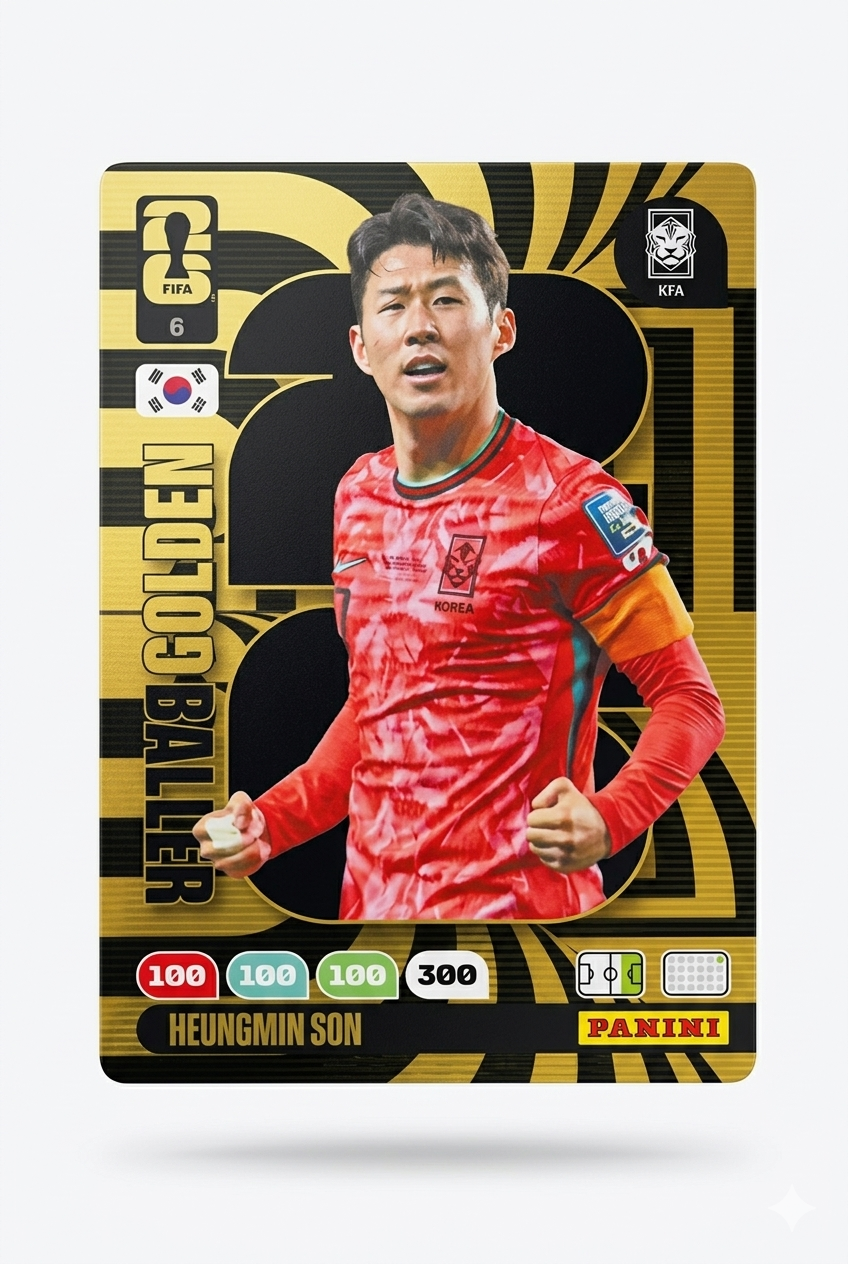 Son Heung-Min Corea del Sur Golden Baller #6 - Mundial Fútbol 2026 - Panini 1 Son Heung-Min Corea del Sur Golden Baller #6 - Mundial Fútbol 2026 - Panini