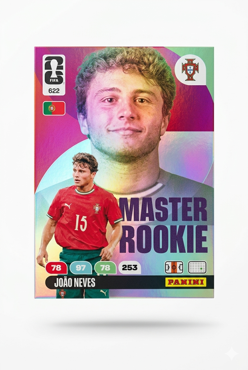Joao Neves Portugal Master Rookie #622 - Mundial Fútbol 2026 - Panini 1 Joao Neves Portugal Master Rookie #622 - Mundial Fútbol 2026 - Panini