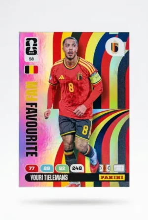 Youri Tielemans Bélgica Fan Favourite #58 - Mundial Fútbol 2026 - Panini