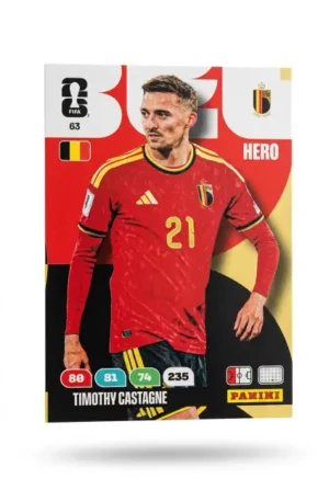 Timothy Castagne Bélgica Base #63 - Mundial Fútbol 2026 - Panini