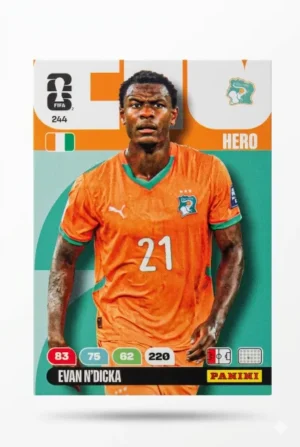 Evan N'Dicka Costa de Marfil Base #244 - Mundial Fútbol 2026 - Panini
