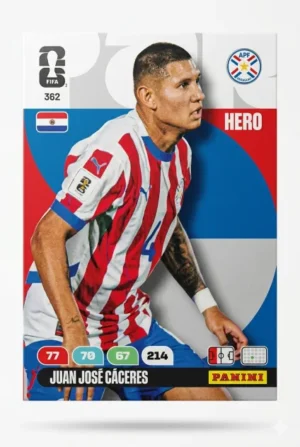 Juan José Cáceres Paraguay Base #362 - Mundial Fútbol 2026 - Panini