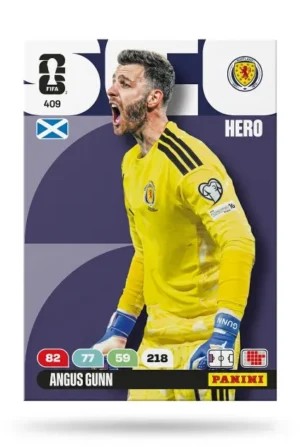 Angus Gunn Escocia Base #409 - Mundial Fútbol 2026 - Panini