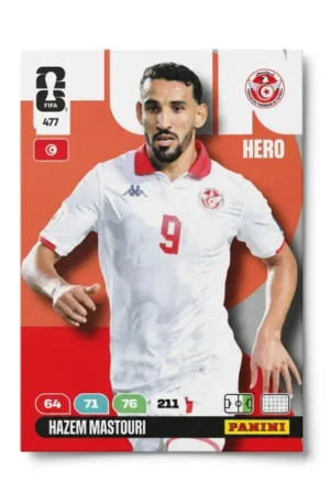 Hazem Mastouri Túnez Base #477 - Mundial Fútbol 2026 - Panini