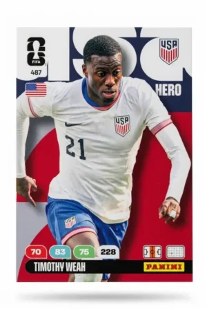 Timothy Weah Estados Unidos Base #487 - Mundial Fútbol 2026 - Panini