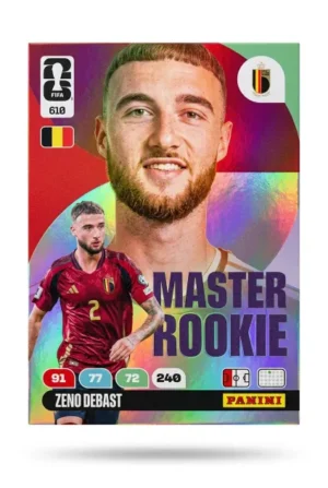 Zeno Debast Bélgica Master Rookie #610 - Mundial Fútbol 2026 - Panini