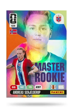 Andreas Schjelderup Noruega Master Rookie #620 - Mundial Fútbol 2026 - Panini